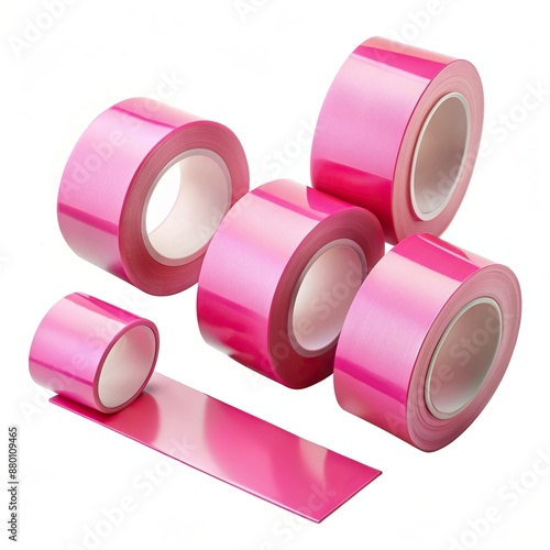 Realistic Pink Tape Collection Isolated Background, Pink, Realistic, Isolated © artsakon