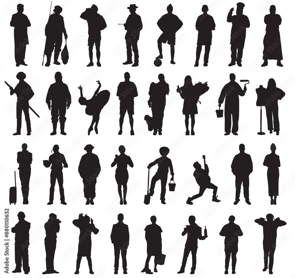 different people profession occupation silhouette different people profession occupation silhouette