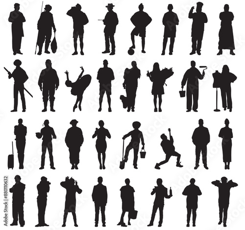 different people profession occupation silhouette