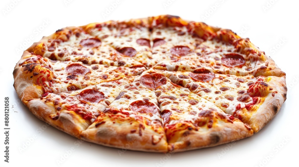 Traditional Pizza with Finest Ingredients on White Background Traditional Pizza with Finest Ingredients on White Background