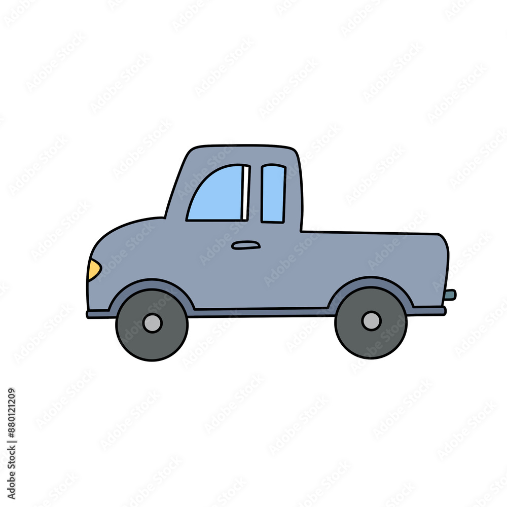 A cartoon truck with a blue color A cartoon truck with a blue color