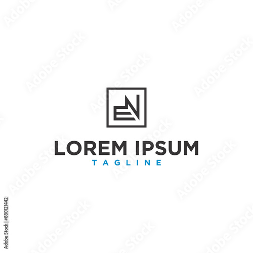 en or ne square logo design
