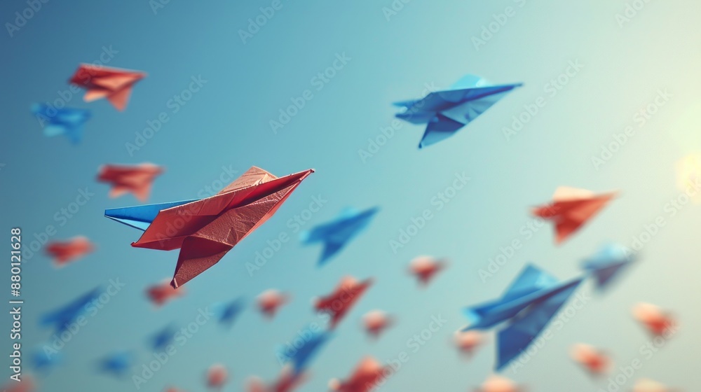 Red Paper Airplane Leading the Way Red Paper Airplane Leading the Way