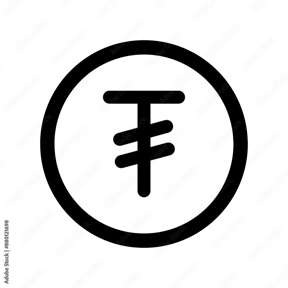 Tugrik icon in black, outline style and transparent background Tugrik icon in black, outline style and transparent background