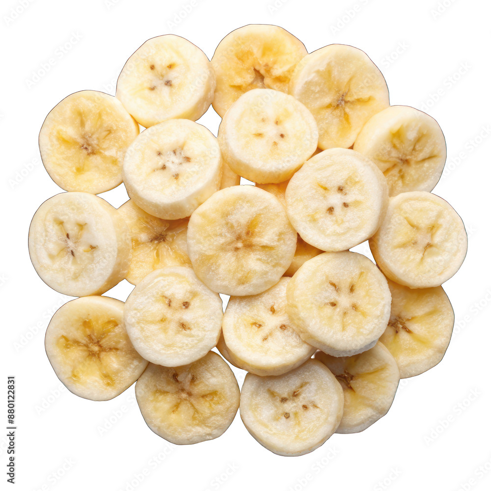 Banana slices top view isolated on transparent background Banana slices top view isolated on transparent background