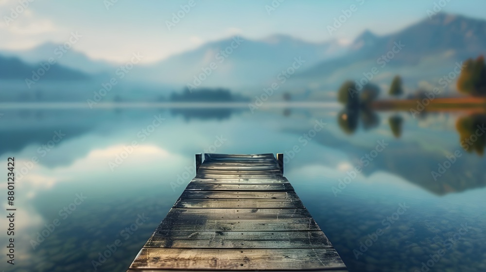 Fototapeta premium Wooden Dock Extending into a Mountain Lake.