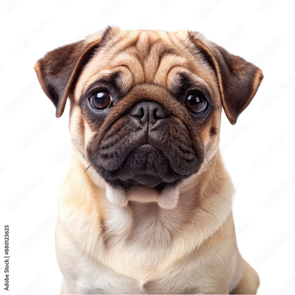 Beautiful fawn pug isolated on transparent background Beautiful fawn pug isolated on transparent background