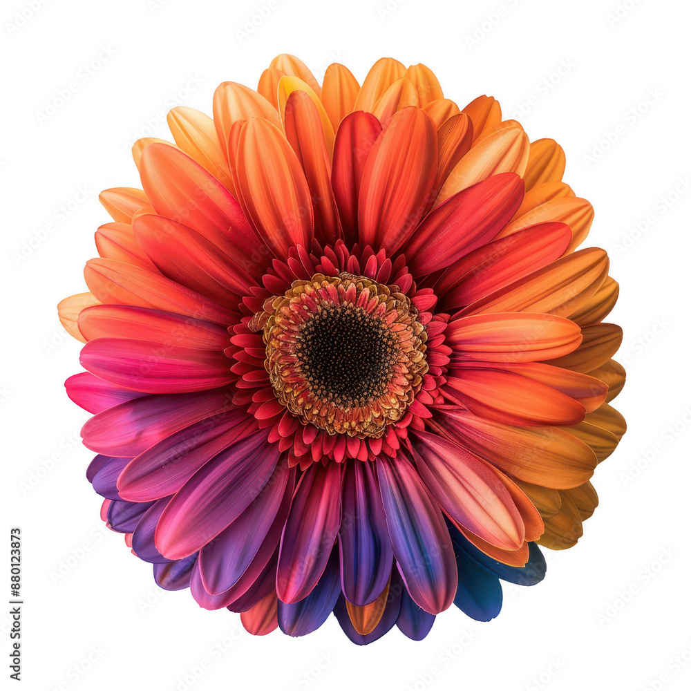 Gerbera daisy from above, bright and colorful on a transparent Gerbera daisy from above, bright and colorful on a transparent