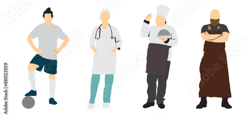 different people profession occupation set full isolated