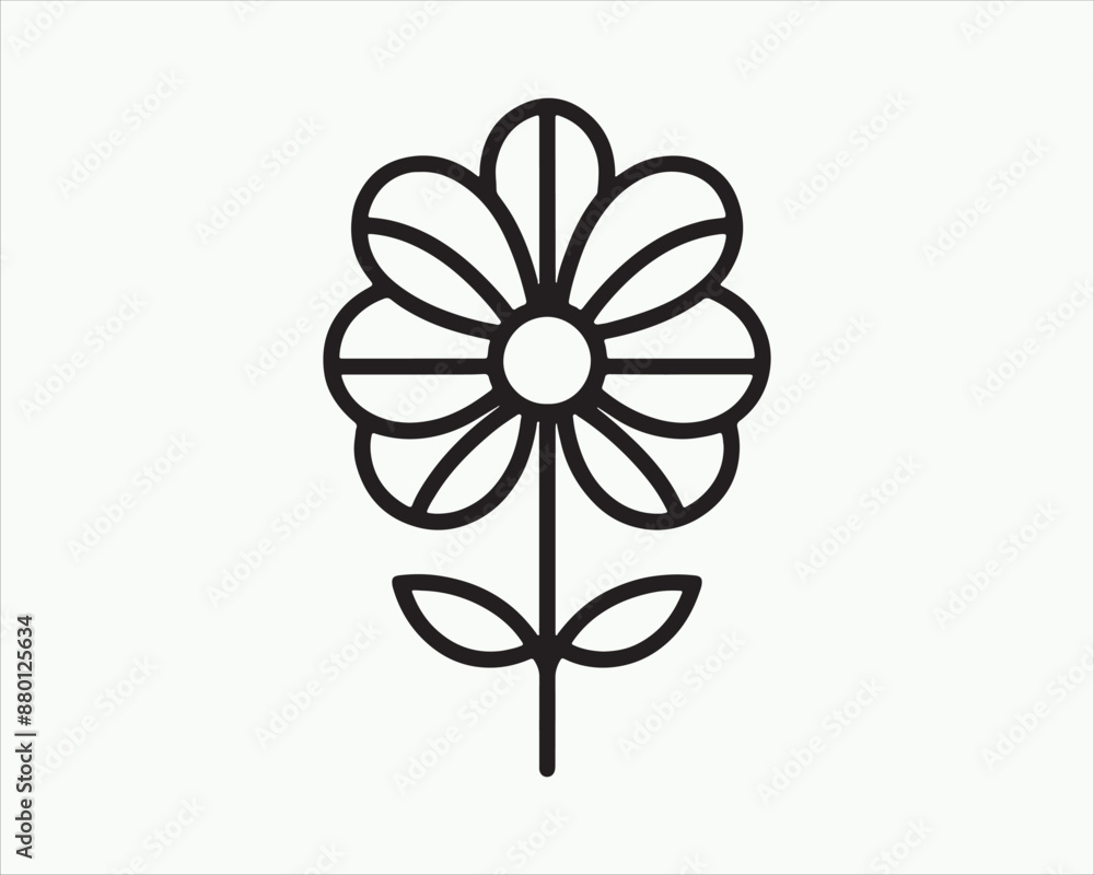 Line Art Flower Logo Design Icon Symbol Vector Illustration. Line Art Flower Logo Design Icon Symbol Vector Illustration.