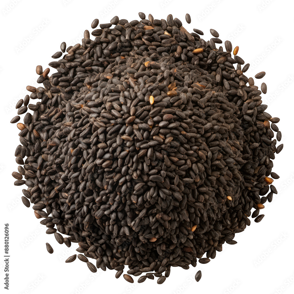 Black cumin seeds top view isolated on transparent background Black cumin seeds top view isolated on transparent background