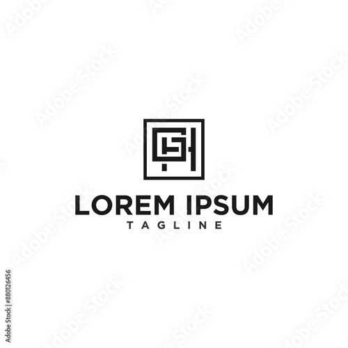 gh or hg square logo design