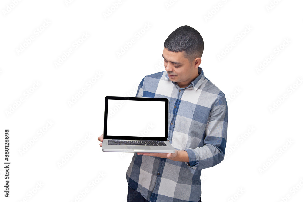 Man with notebook in hands pointing and interacting with the screen. Businessman concept. Online. Freelancer concept. Copy space. Man with notebook in hands pointing and interacting with the screen. Businessman concept. Online. Freelancer concept. Copy space.