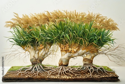 A cross-section of a rice plant. photo