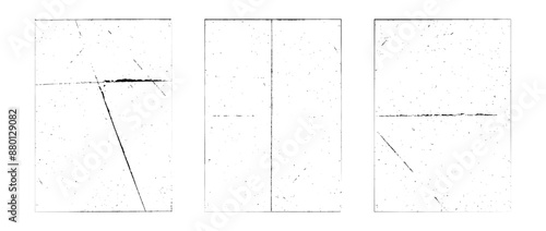 Grunge folded paper collection. Rough photocopy texture overlay set. Old worn scratched crumpled background. Dirt grainy wrinkled distressed wallpaper for poster, cover, frame, banner, leaflet. Vector