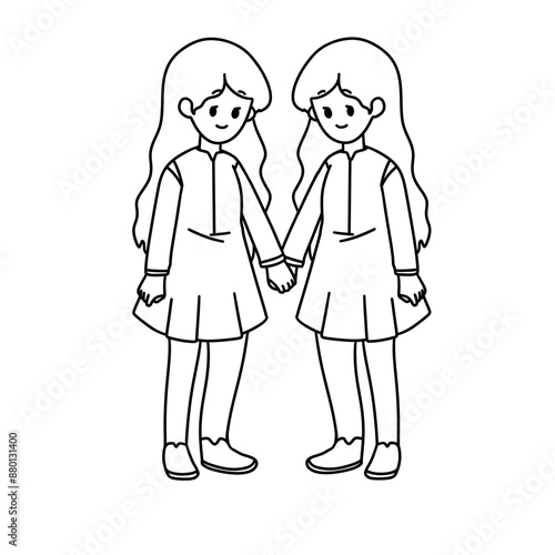 Two girls holding hands