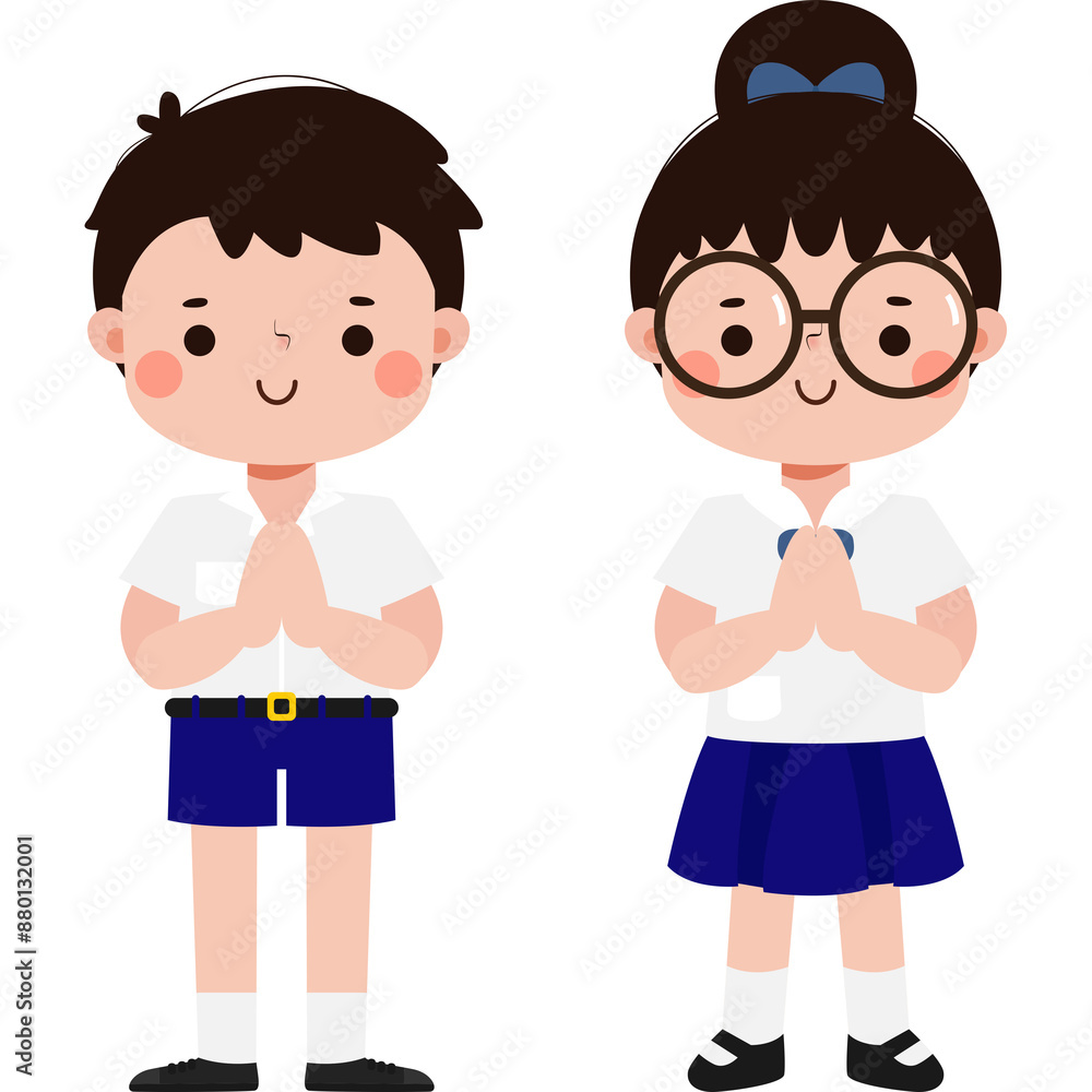 cute cartoon thai students character, back to school, Illustration flat style Png cute cartoon thai students character, back to school, Illustration flat style Png