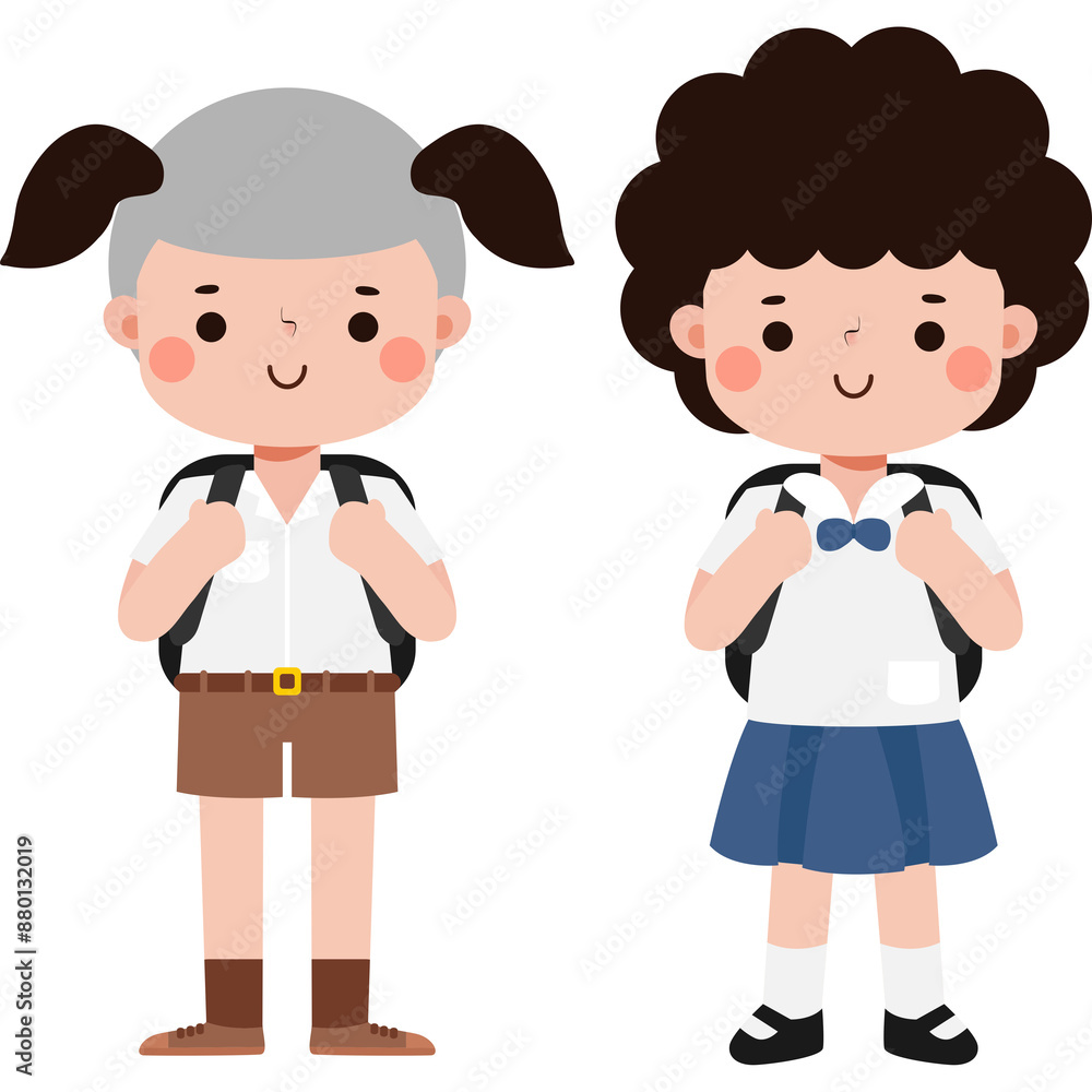 cute cartoon thai students character, back to school, Illustration flat style Png cute cartoon thai students character, back to school, Illustration flat style Png