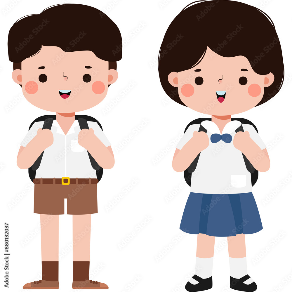 cute cartoon thai students character, back to school, Illustration flat style Png cute cartoon thai students character, back to school, Illustration flat style Png