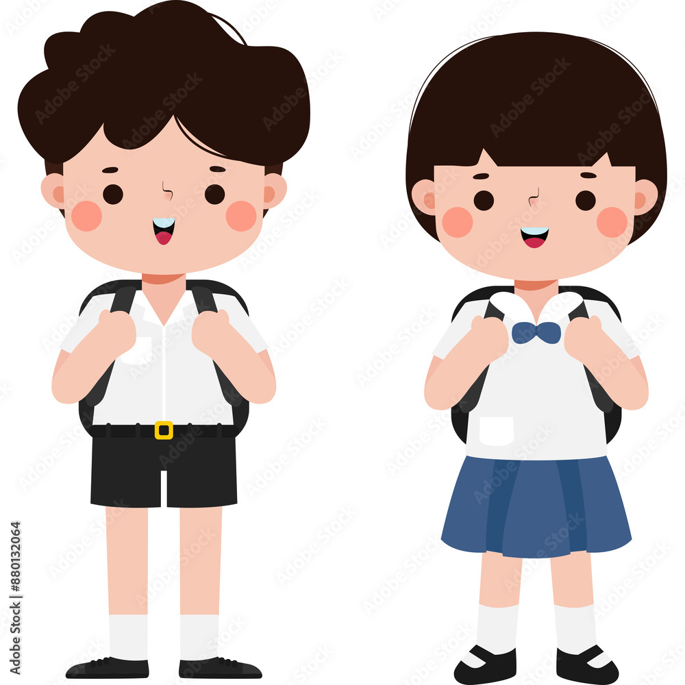 cute cartoon thai students character, back to school, Illustration flat style Png cute cartoon thai students character, back to school, Illustration flat style Png