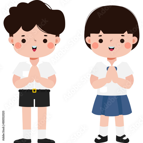 cute cartoon thai students character, back to school, Illustration flat style Png