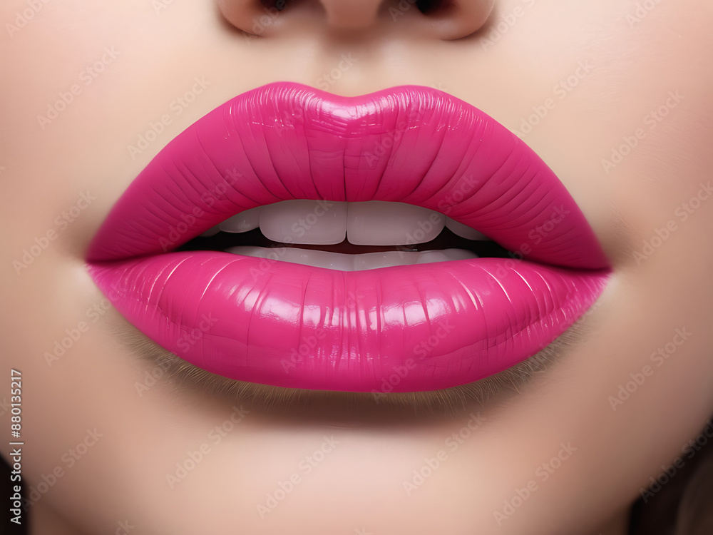 An Extreme Close-Up of Woman's Bright Pink Lips, Pink Vegan lipstick or makeup concept, pink
An Extreme Close-Up of Woman's Bright Pink Lips, Pink Vegan lipstick or makeup concept, pink