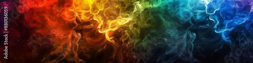 Abstract Wallpaper: Smooth Luminous Rainbow Curves with Neon Glow, Celebrating Pride Month and LGBTQ+ Inclusivity, Perfect for Mobile and Computer Backgrounds,Dynamic smoke beauty, white space, aesthe