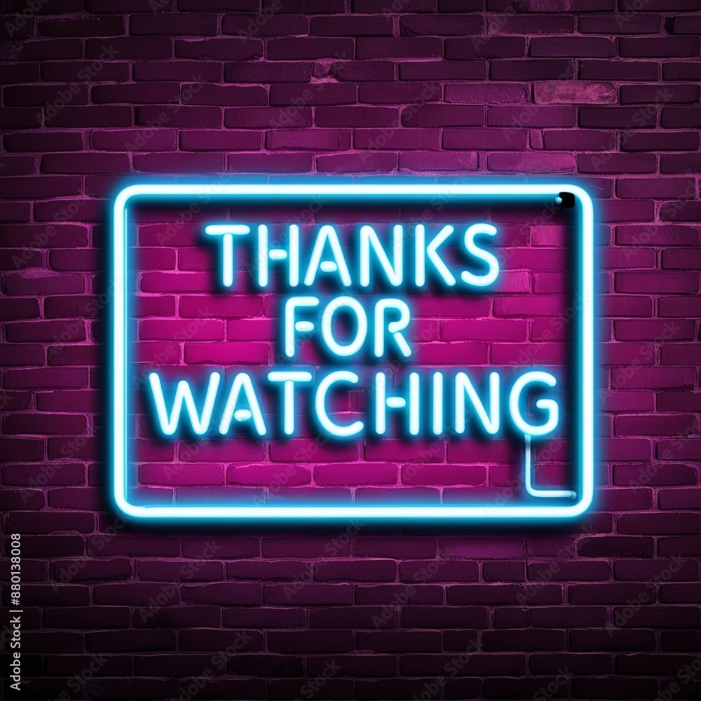 Vector realistic isolated neon sign of the text THANKS FOR WATCHING frame logo on the brick wall background Vector realistic isolated neon sign of the text THANKS FOR WATCHING frame logo on the brick wall background