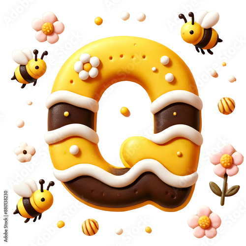 3D letter Q with honey bee  photo