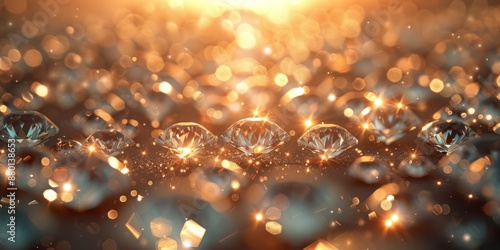 Glistening Diamonds in a Radiant Golden Light, Bokeh Effect