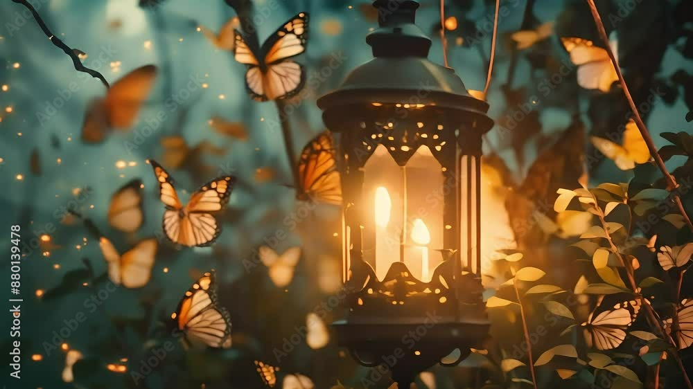 Butterflies Fluttering Around Glowing Lantern with Ai generated.
Butterflies Fluttering Around Glowing Lantern with Ai generated.
