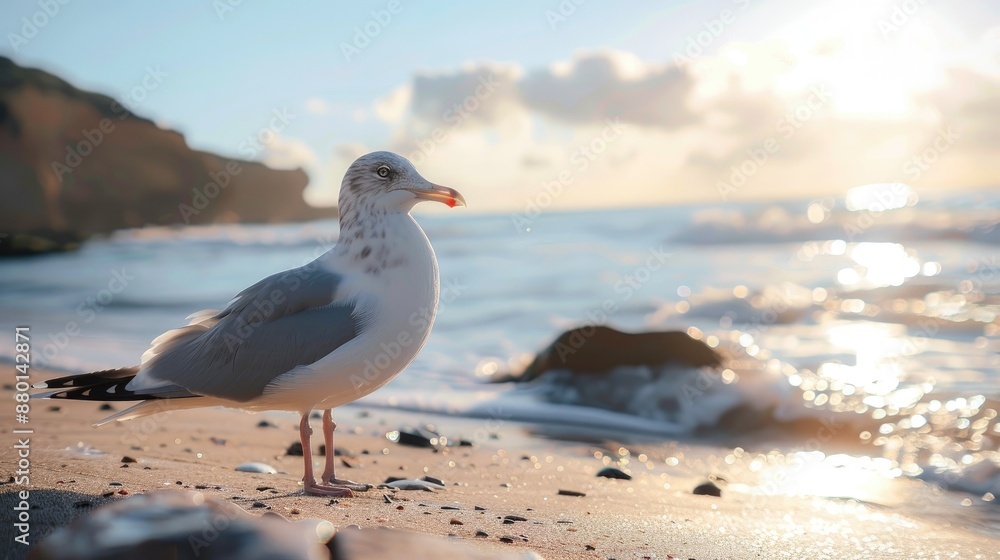 Seagull with Black Head by the Seashore