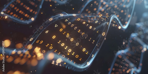 DNA dupla hélice entrelaçada com código binário