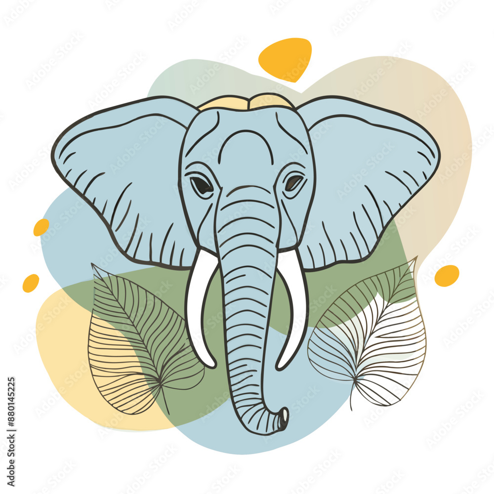 elephant in frame with leafs elephant in frame with leafs