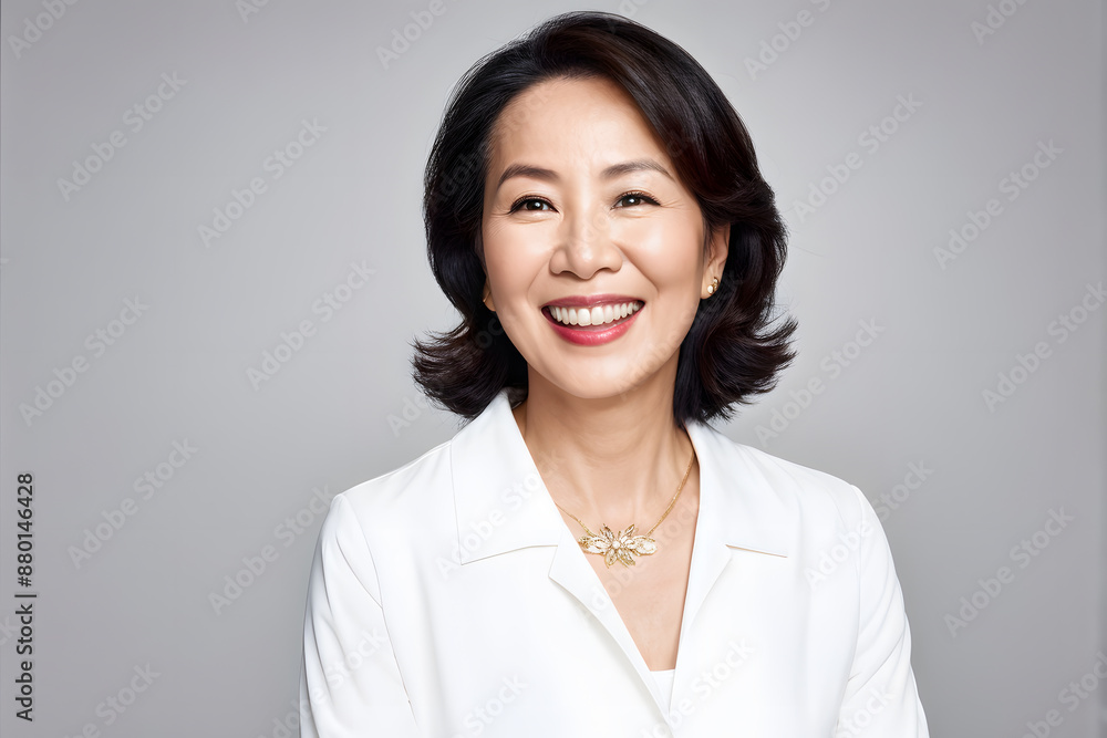 A woman with a gold necklace and a white shirt A woman with a gold necklace and a white shirt