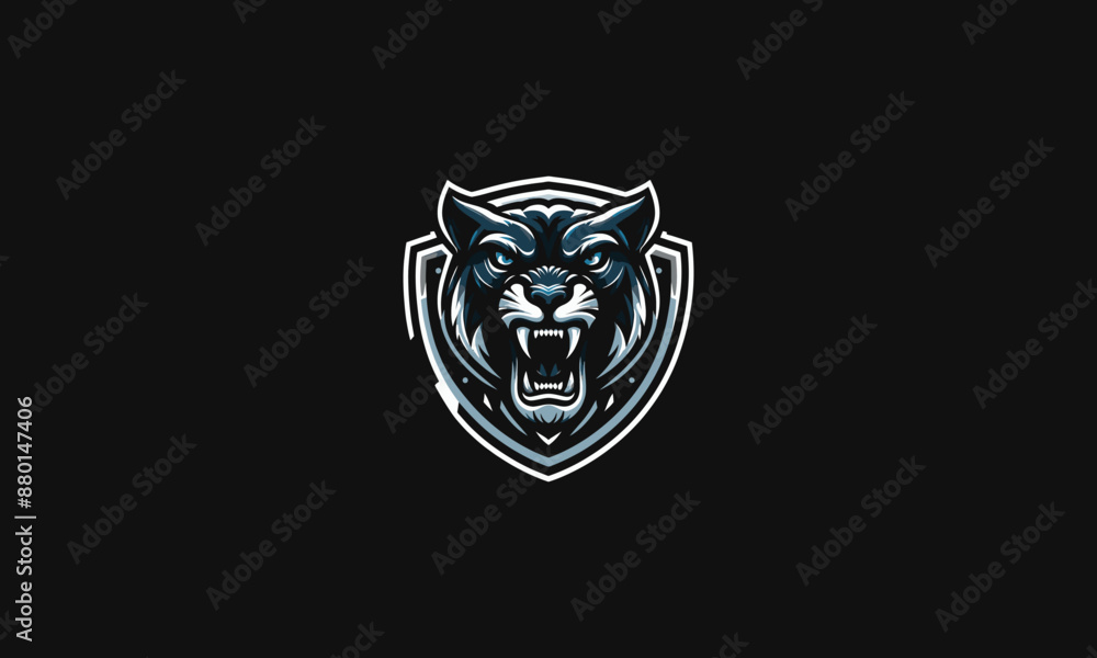 head panther angry on shield vector logo design head panther angry on shield vector logo design