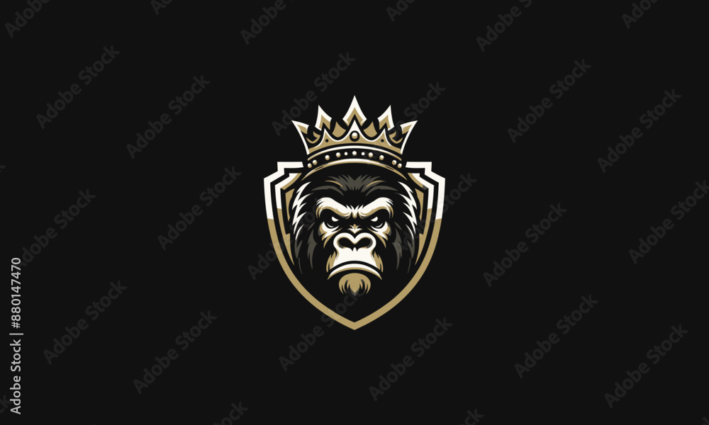 head gorilla angry on shield vector logo design head gorilla angry on shield vector logo design