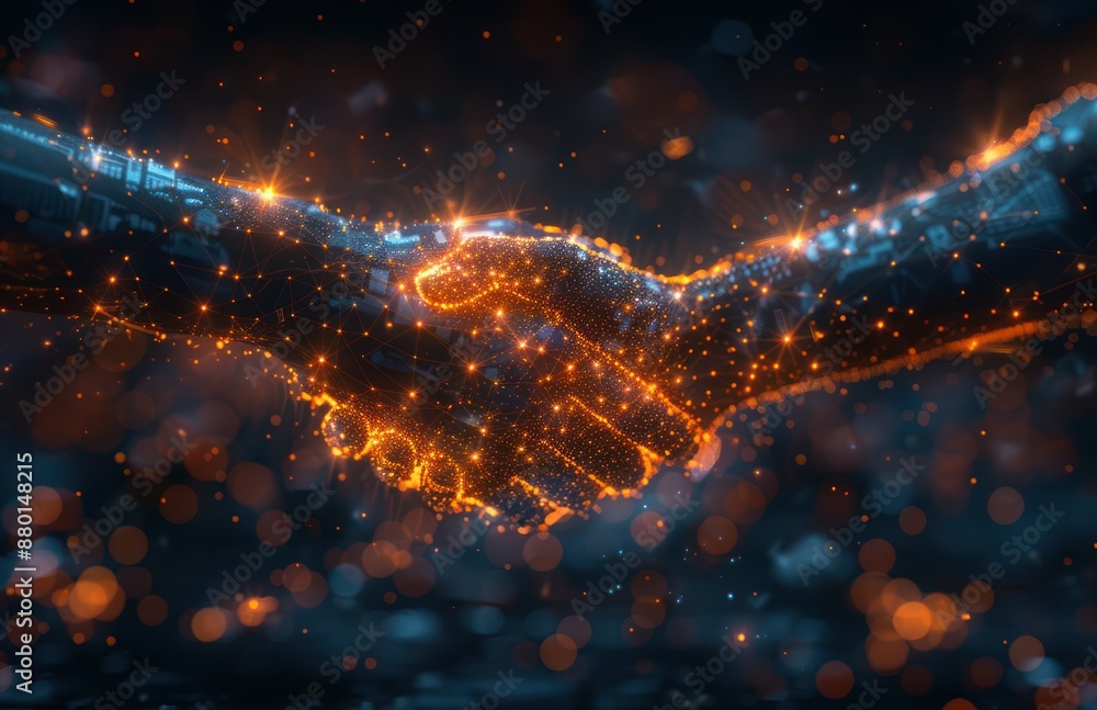 Digital Handshake: A Futuristic Symbol of Collaboration Digital Handshake: A Futuristic Symbol of Collaboration