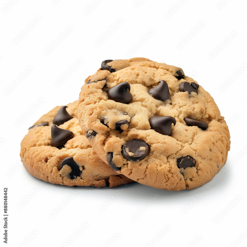 Chocolate Chip Cookies, Isolated on White Background Chocolate Chip Cookies, Isolated on White Background