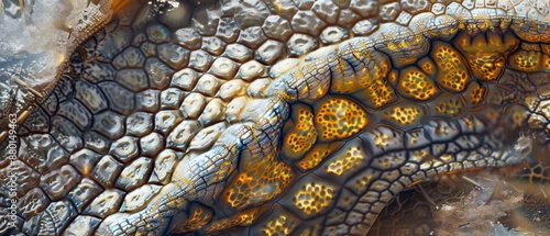 Panoramic close-up, high detail scan of scaleless eel texture, Generative AI photo