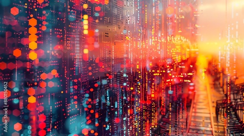 Abstract Cityscape with Colorful Lights.