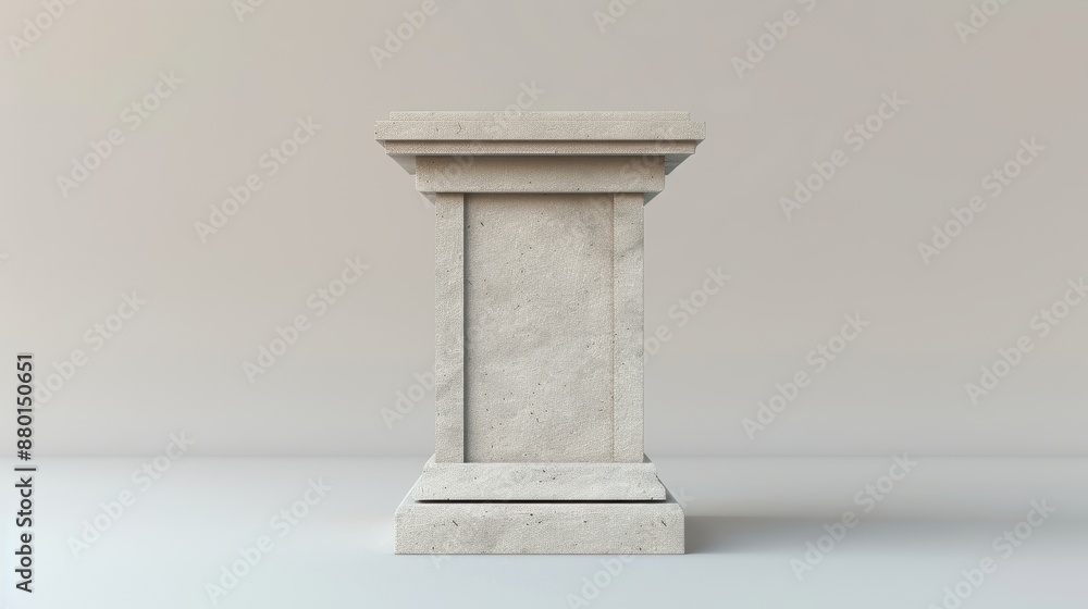 A stone pedestal isolated on a white background. A stone pedestal isolated on a white background.