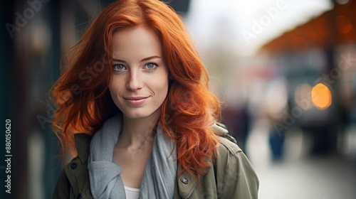 Wallpaper Mural Beautiful red-haired mid adult woman in casual attire,  Torontodigital.ca