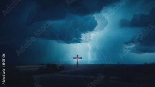 Wallpaper Mural the cross against the background of a thunderstorm in the sky Torontodigital.ca