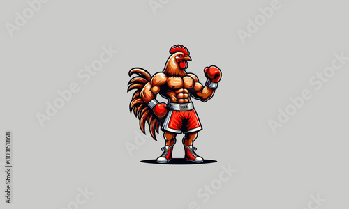 chicken wearing gloves boxing vector mascot design