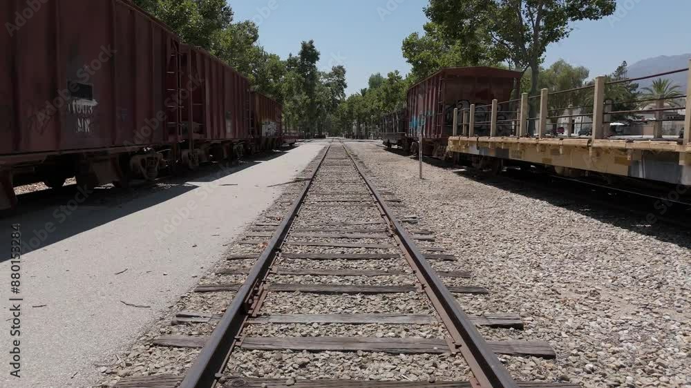 Aerial of a train station in Filmore in California Aerial of a train station in Filmore in California