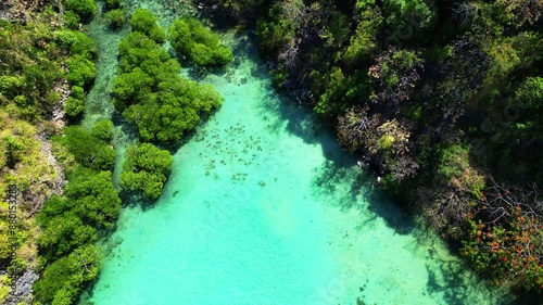 Kayangan Lake Pan Up From Boat To Mountains Islands Near Coron photo