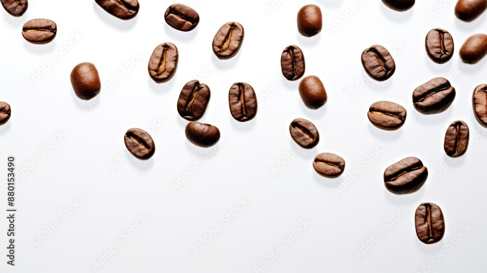 Coffee beans on white background with copy space Coffee beans on white background with copy space