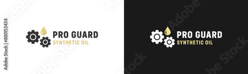 Pro guard label or synthetic oil label vector isolated. Best pro guard oil logo for product packaging design, print, and more about gear oil product.