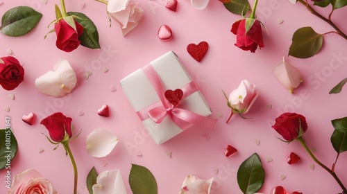 Valentine s Day flat lay with romantic composition for gifts